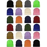 LYDTICK 24 Pack Kids Knit Beanies Bulk, Toddler Winter Hat Wholesale Warm Cuffed Caps for Boys Girls