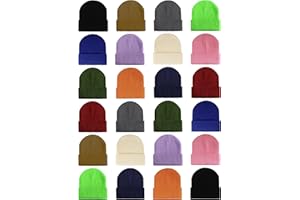 LYDTICK 24 Pack Kids Knit Beanies Bulk, Toddler Winter Hat Wholesale Warm Cuffed Caps for Boys Girls