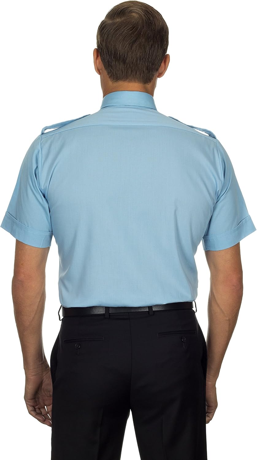 Van Heusen Mens Dress Shirts Short Sleeve Aviator Shirt Solid Spread Collar at  Men’s Clothing store