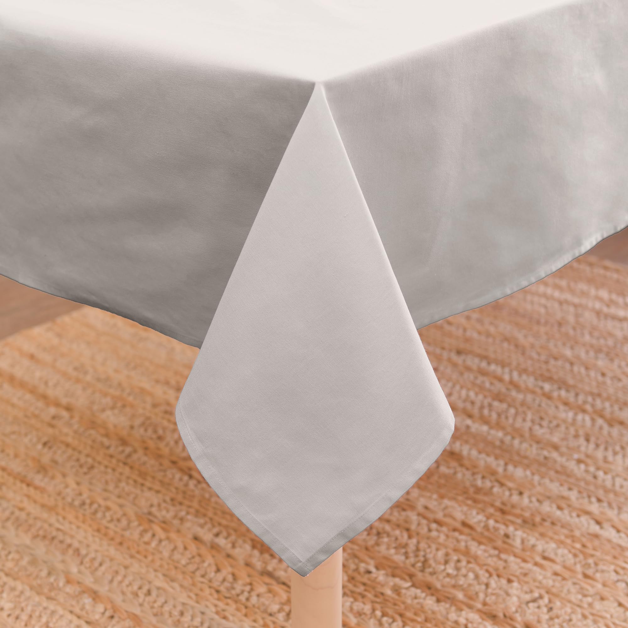 Encasa XO Dining Table Cover | 56x91 in Cotton Canvas Rectangular Tablecloth | Machine Washable, Light Grey Table Cloth for Indoor & Outdoor Dining, Durable, Easy-Care | Suitable for Any Occasion — image 1