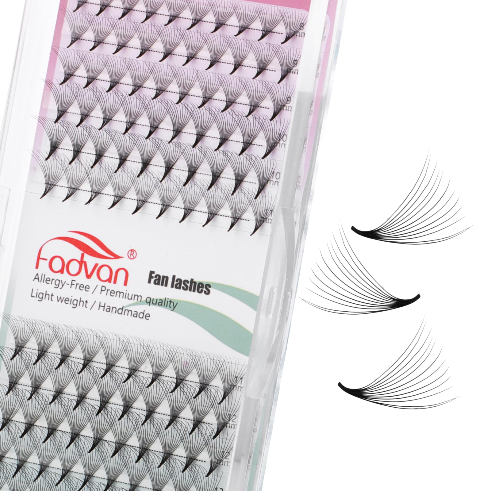 Pre Made Fans Lashes 12D Pointy Base Premade Eyelash Extension 0.07mm D Curl 8-14mm Mixed Length Volume Russian Lash FADVAN(12D-0.07D-MIX)