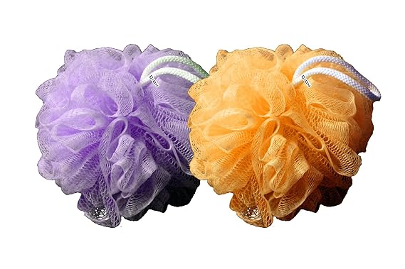 Cion Bath Sponge | Ultra Soft Exfoliating Loofah-Sponge-Scrub-Pouf for Shower (Purple & Orange)