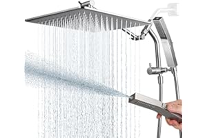 G-Promise All Metal 12'' Rain Shower Head with Handheld Built-in Power Wash Mode 3-way Diverter with Pause Setting 11'' Adjustable Extension Arm with Lock Joint 65'' Stainless Steel Hose