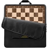 A&amp;A Chess Board - Professional Wooden Chess Board, Tournament Chess Board with Storage Bag (Walnut, 21.25"/54cm W/Notation)
