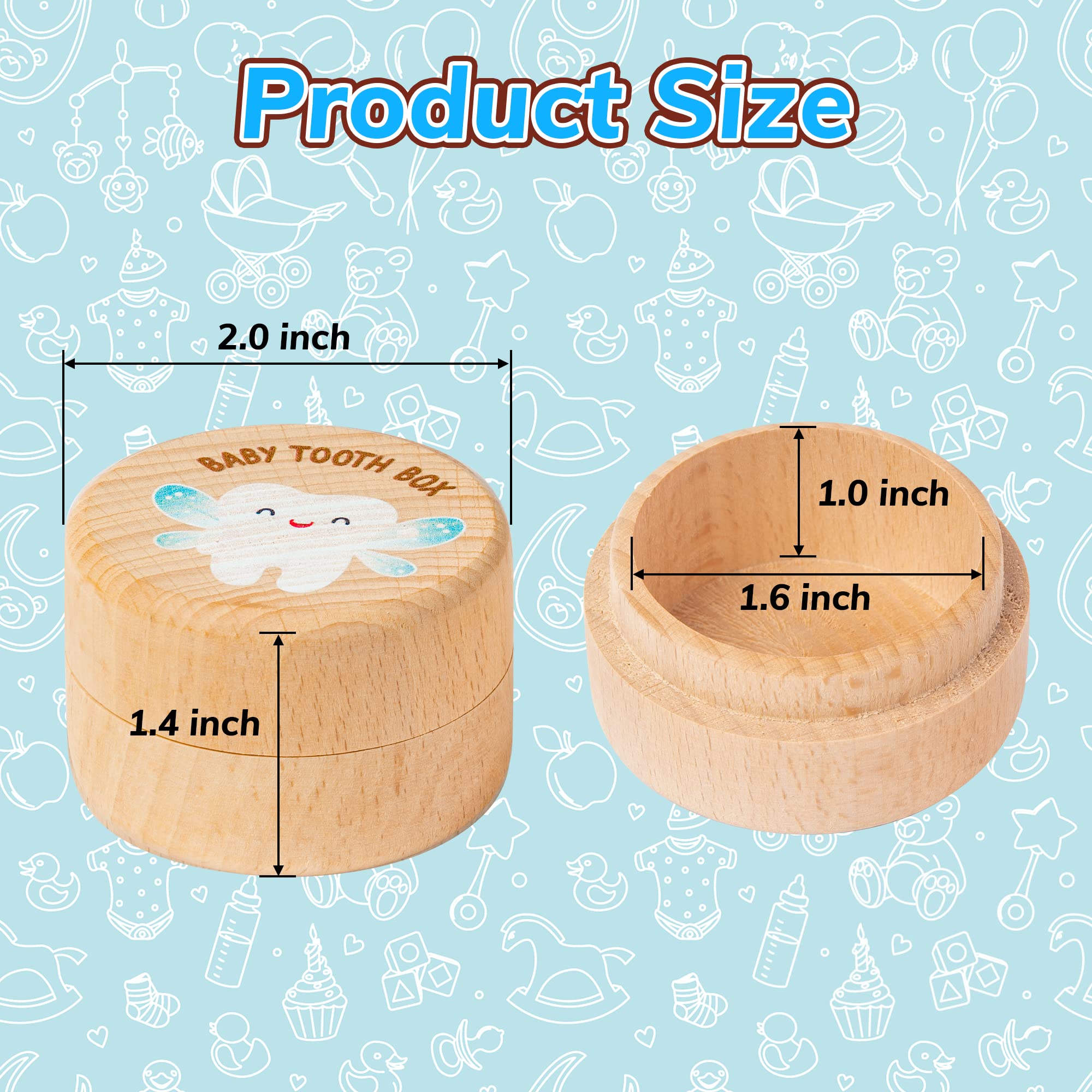 2Pcs Baby Keepsake Box for First Tooth and Curl, Wooden Tooth Fairy Box to Place Under Pillow Cute Haircut Keepsake Holder Baby Toddler Baby Shower Birthday Gift Boy Girl