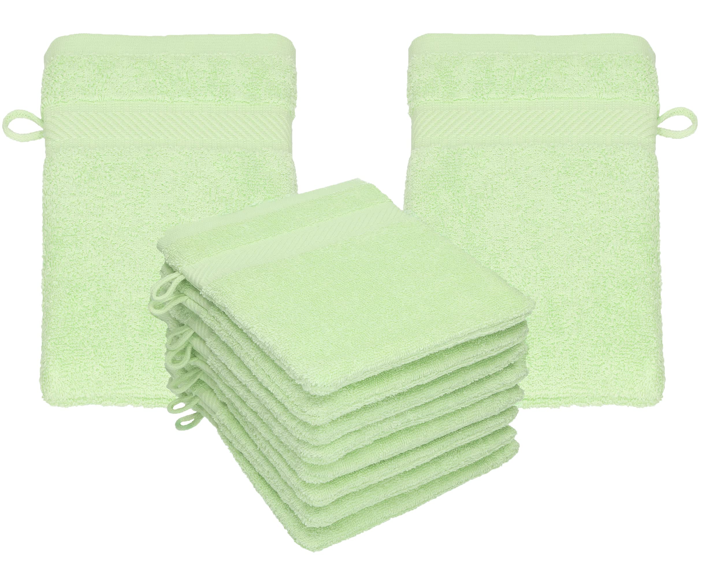 Betz 10 Piece Wash Mitt Set PALERMO 100% Cotton Size: 16 x 21 cm color green — image 1