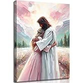 Jesus Hugging Woman Canvas Wall Art Christian Bible Stories Painting Picture Wall Decor Religious Belief Inspirational Poster Print Artwork for Living Room Bedroom Home Decoration