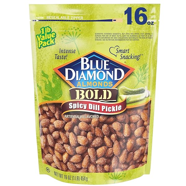 BLUE DIAMOND ALMONDS, SPICY DILL PICKLE, 16OZ BAG