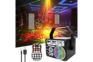 PULAIM DJ Strobe Light, Party Flash Lights, 3 in 1 Mixed Effect Stage Light, LED Pattern Lights Flash Remote Control, Sound Activated Disco DJ Wedding Birthday Club Stage
