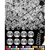 FIVEIZERO 260PCS Clear Large Hole Hair Beads, 10x12mm | Smooth Burr-free Holes, Lightweight Reusable, For Braids, Twists, Locs, Bracelets, Keychains, All Ages DIY