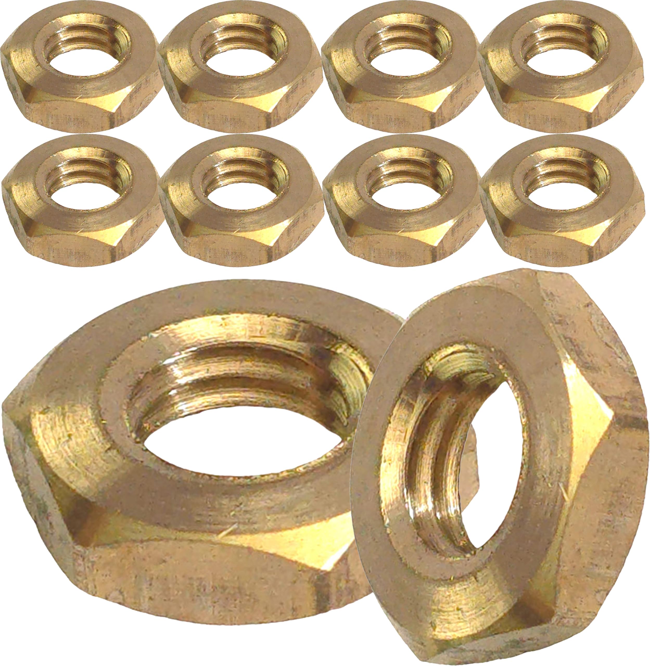 M8 Solid Brass Half Nuts DIN 439 (Pack of 10)