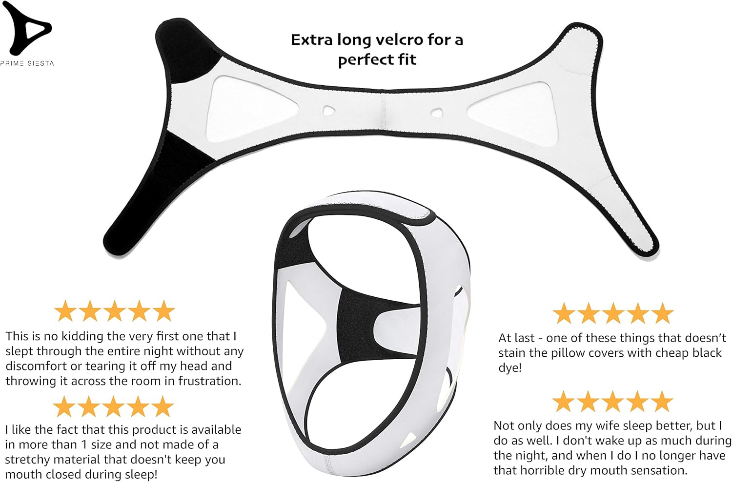 PrimeSiesta: Chin Strap for Snoring - Snore Stopper & Anti Snore Chin Strap for CPAP Users - Breathable, Flexible & Easily Adjustable with Eversoft Technology: Health & Personal Care