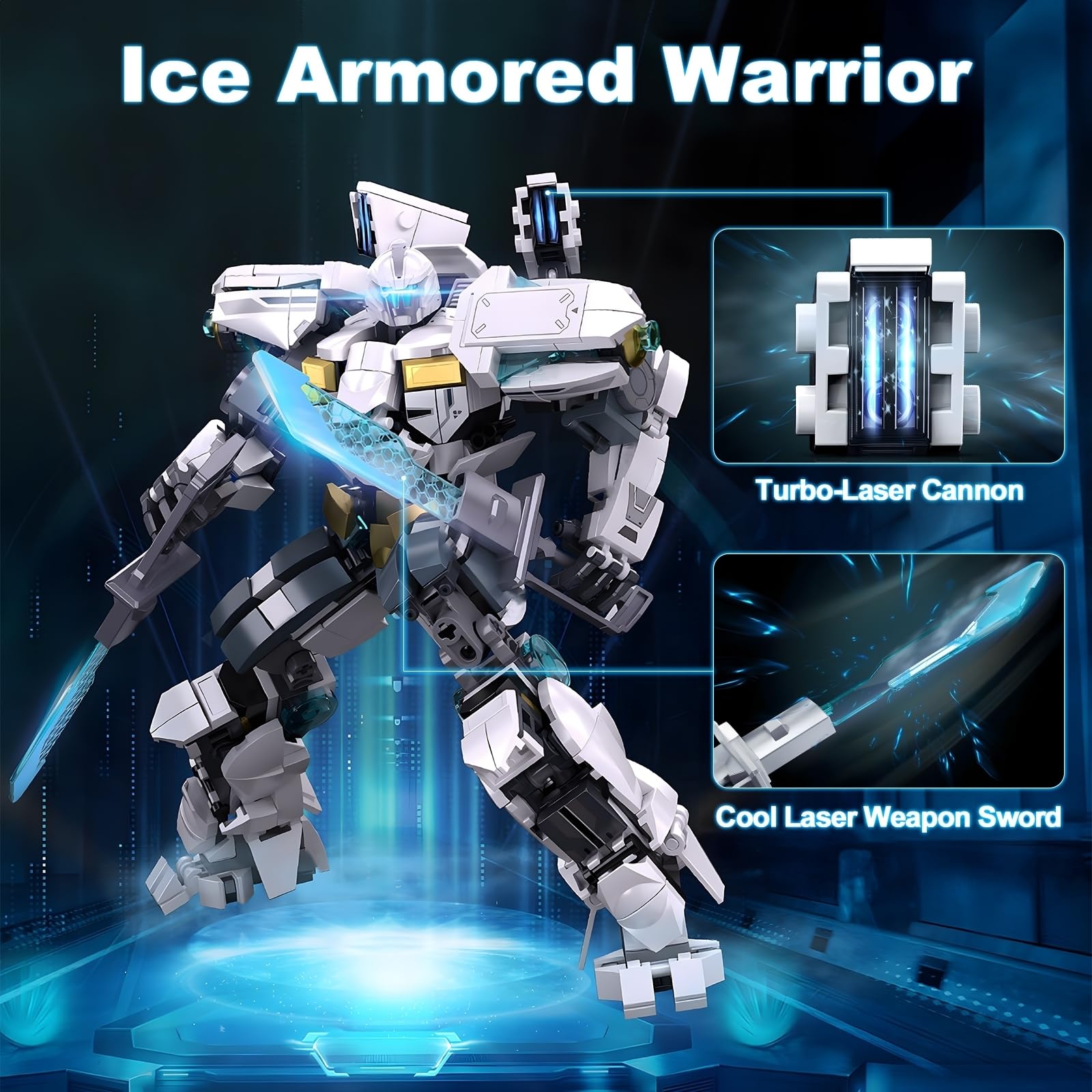 HIGH GODO Ice Warrior Mech Building Set, Cool City Protector Battle Model for Adults Teens 14+, Creative Action Robot Gifts Perfect for Christmakis Birthday (561 Pieces)