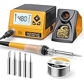 SEEKONE 60W Soldering Station 180℃ - 480℃（352°F - 896°F）Soldering Iron Station with 5 Extra Iron Tips, ESD Safe, 3 Preset Cha