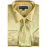 Milano Moda Satin Classic Dress Shirts with Tie & Hankie SG08 , 14 Colors