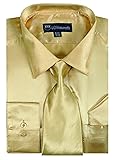 Milano Moda Satin Classic Dress Shirts with Tie