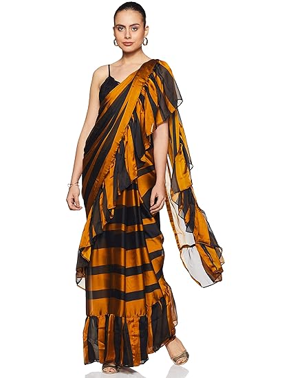 Womanista crepe with blouse piece Saree
