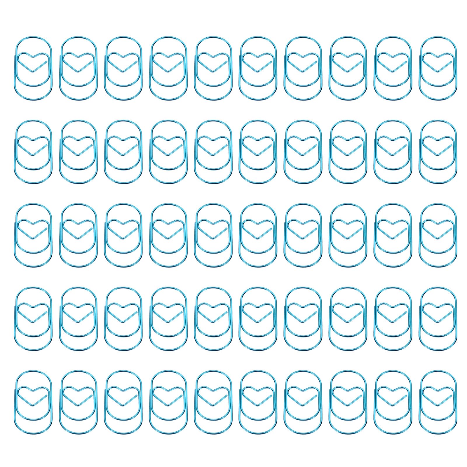 YOKIVE 50 Pcs Paper Clip, Heart-Shaped Clips, Keep Table Neat, Great for Office, Art, Home, Daily Use (Blue, 2-inch)
