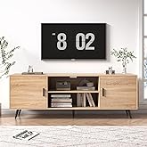 AUXSOUL Mid Century Modern TV Stand - 70" for 75" TV, Wood with Storage, Entertainment Center for Living Room & Bedroom, Media Console, Oak