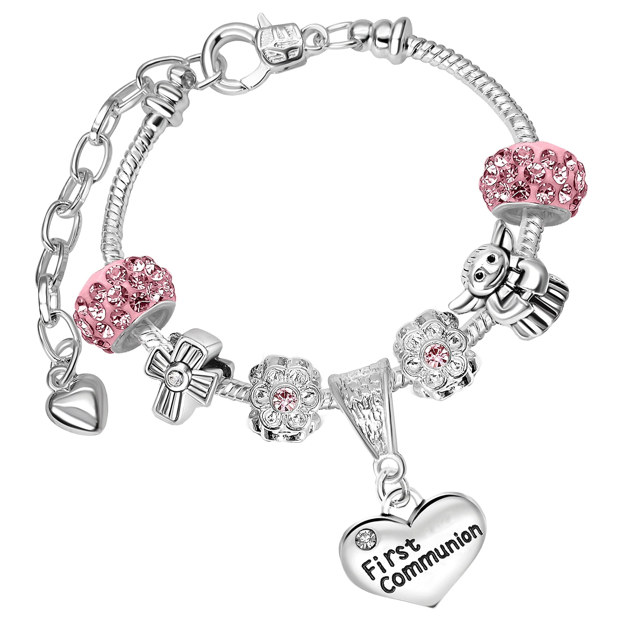 First Holy Communion Glitter Sparkles Charm Bracelet with Gift Box for Girls (NHC-13)