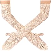 Brimekichio Lace Gloves Women, Tea Party Long Elegant Opera Lace Gloves Costume Floral Pattern Arm Elbow Length - 18.9in