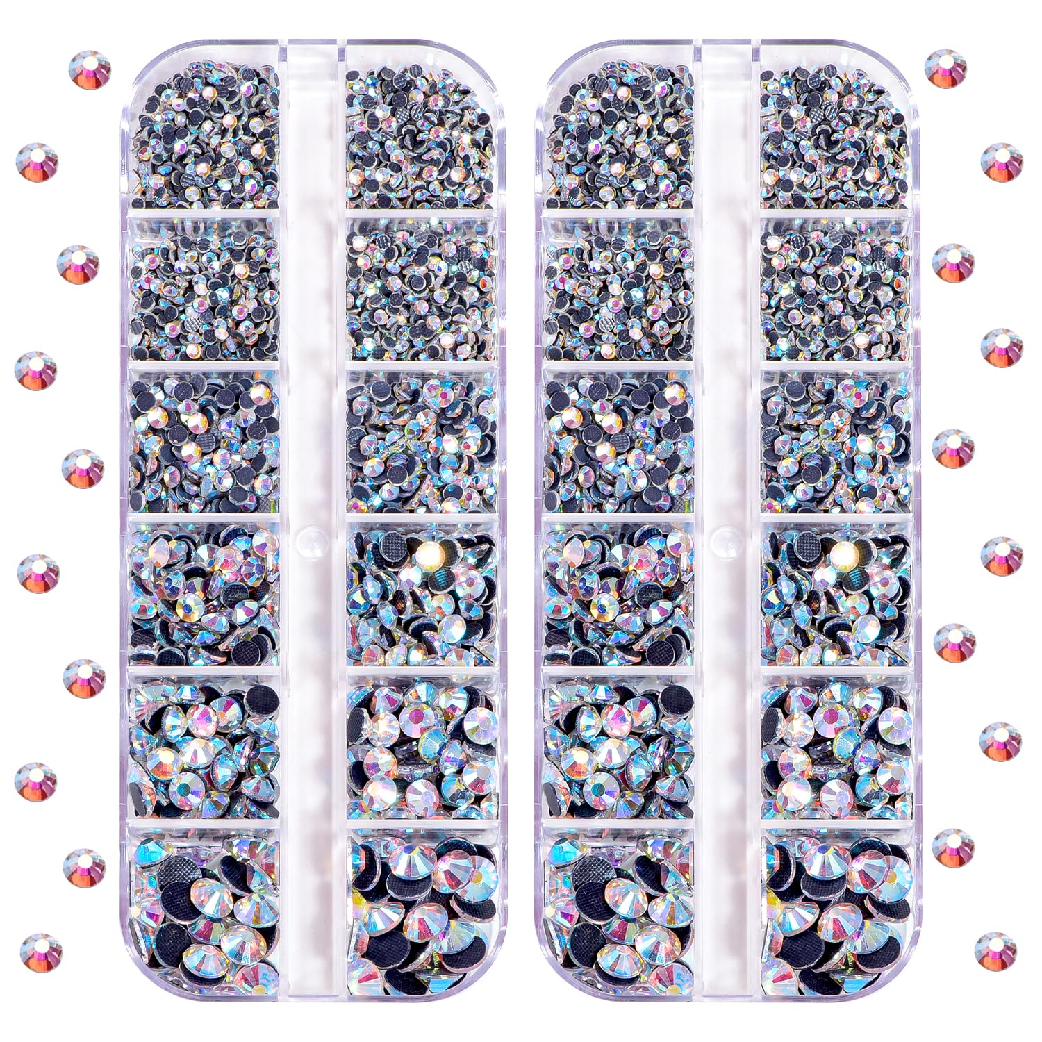 BLINGINBOX DMC Hotfix Rhinestone 2 Box Total 5200 Pieces Mixed Size Round Crystals Glass Gems for Costume Jewelry Making (Crystal AB)