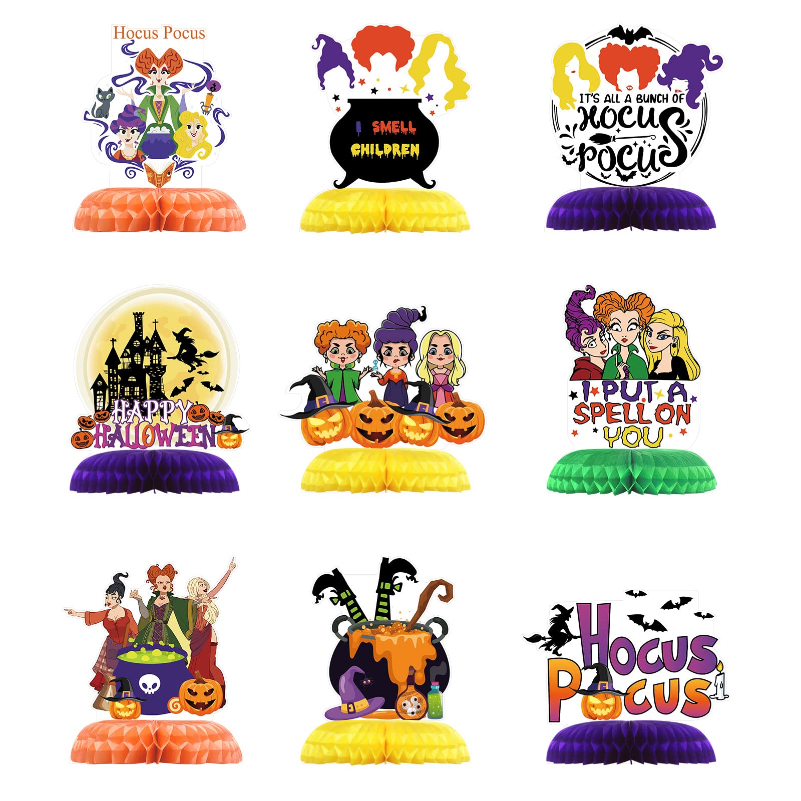 Photo 1 of Hocus Pocus Table Centerpiece Halloween Table Centerpiece Hocus Pocus Table Decorations for Witch Hocus Pocus Party Table Decorations Hocus Pocus Party Supplies - 9Pcs