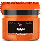 Rolio - Mica Powder - 1 Jar of Pigment for Paint, Dye, Soap Making, Nail Polish, Epoxy Resin, Candle Making, Bath Bombs, Slime - 100G / 3.5oz(Tiger Orange)