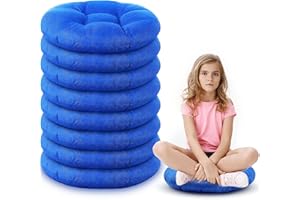 Fumete 8 Pcs 16 Inch Round Floor Cushions for Kids and Toddlers, Flexible Seating Classroom Furniture Floor Pillow for Home, Daycare, Preschool, Yoga and Meditation (Light Blue)