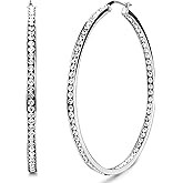 ORAZIO Stainless Steel Women Hoop Earrings Cute Huggie Earrings Cubic Zirconia Inlaid 50MM