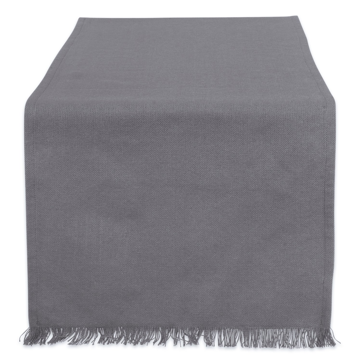 DII Fringed Solid Tabletop, Cotton, Grey, Table Runner, 14x72