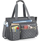 SDYSM Teacher Tote Bag 15.6 inch Laptop Bag Work Bags for Women Nurse Tote Professional Computer Messenger Shoulder Bags Laptop Briefcase for Office, College, Nursing, Grey