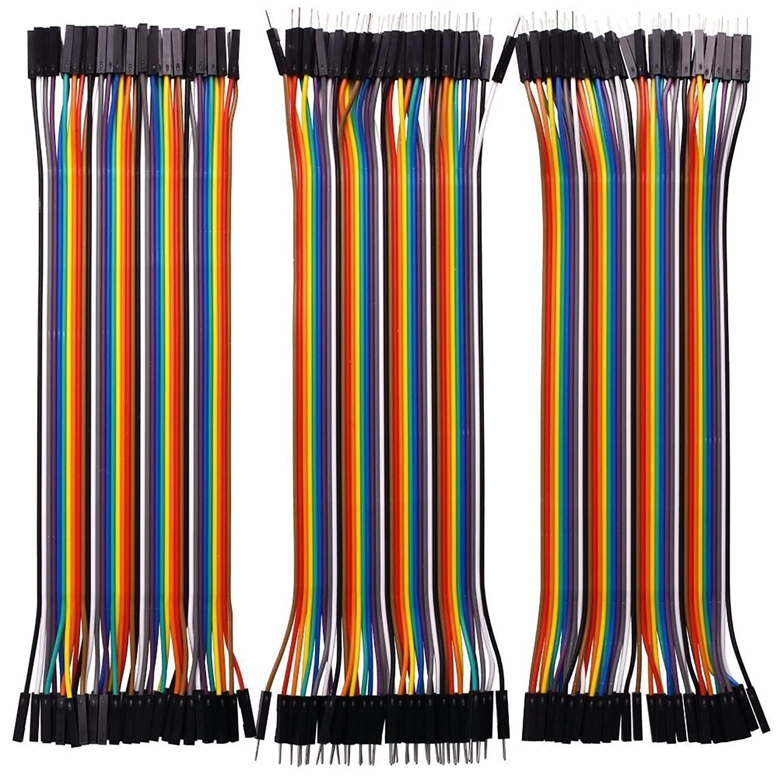 VIPMOON 120Pcs Multicolored Dupont Wire, Breadboard Jumper Wires, 40pin Male to Female, 40pin M to M, 40pin F to F Breadboard Ribbon Cables Kit (20cm)