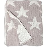 Living Textiles Grey Stars Chenille Soft Baby Blanket Reversible Premium Cozy Fabric for Best Comfort - for Infant,Toddler,Newborn,Nursery,Boy,Girl,Unisex,Throw,Crib,Stroller,Gift, Grey Stars 40x30