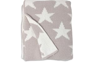 Living Textiles Grey Stars Chenille Soft Baby Blanket Reversible Premium Cozy Fabric for Best Comfort - for Infant,Toddler,Newborn,Nursery,Boy,Girl,Unisex,Throw,Crib,Stroller,Gift, Grey Stars 40x30