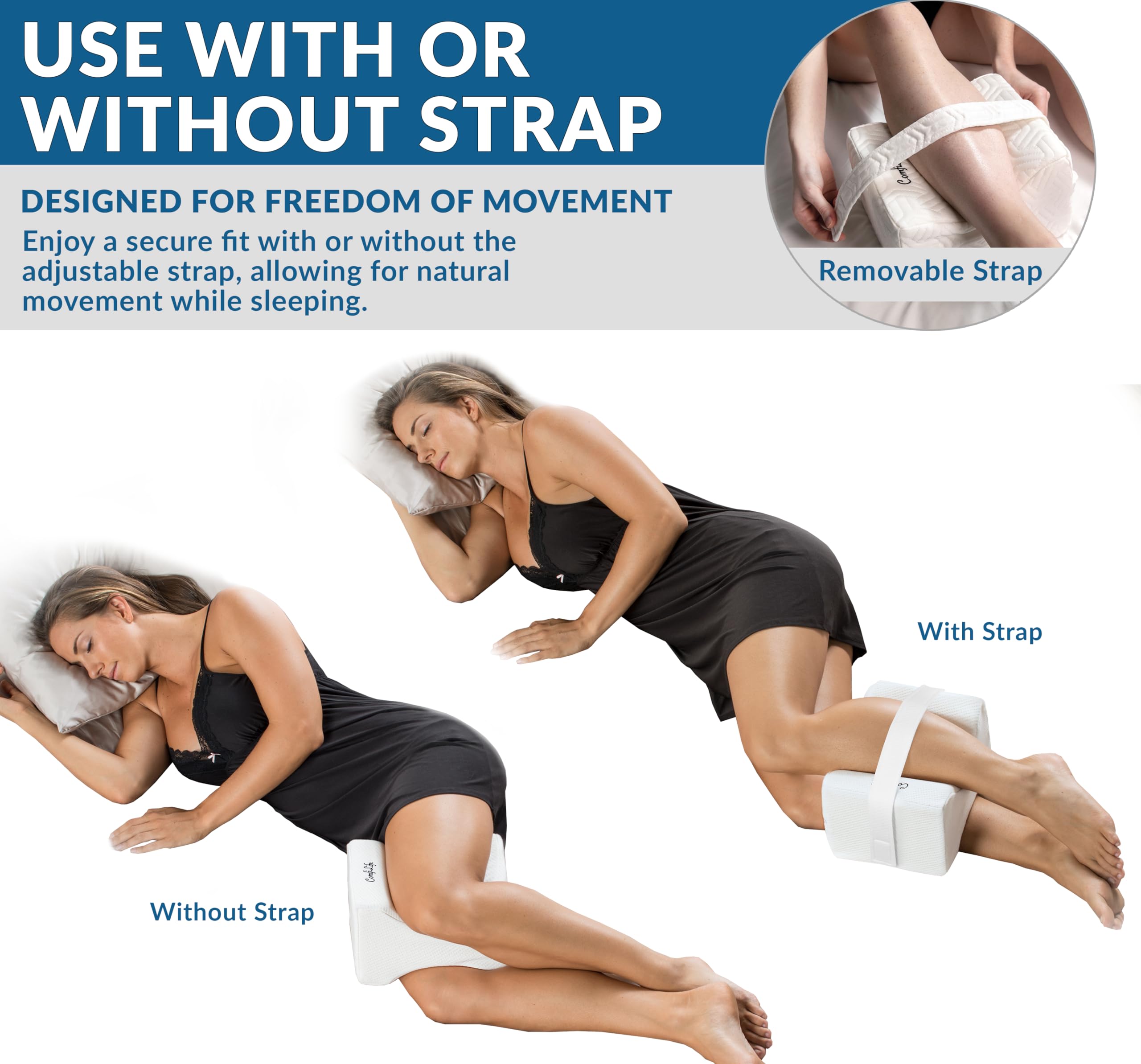 ComfiLife Orthopedic Knee and Leg Pillow for Side Sleepers Sleeping - 100% Polyurethane Foam for Back Pain, Hip Pain Relief