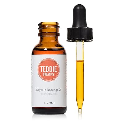Teddie Organics Rosehip Seed Oil for Face, Hair and Skin 1oz, Pure Rose Hip Oil works as carrier and facial oil