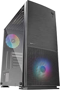 MARSGAMING MC220, Caja Gaming ATX, 2 Ventiladores FRGB, VentanaRejillas, Negro