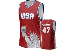 Rffov 2024 USA 47th Election Basketball Jersey #47 America Flag President Trump Basketball Shirt with Statue of Liberty