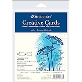 Strathmore Creative Cards, Flourescent White with Deckle Edge, 5x6.875 inches, 6 Pack, Envelopes Included - Custom Greeting Cards for Weddings, Events, Birthdays