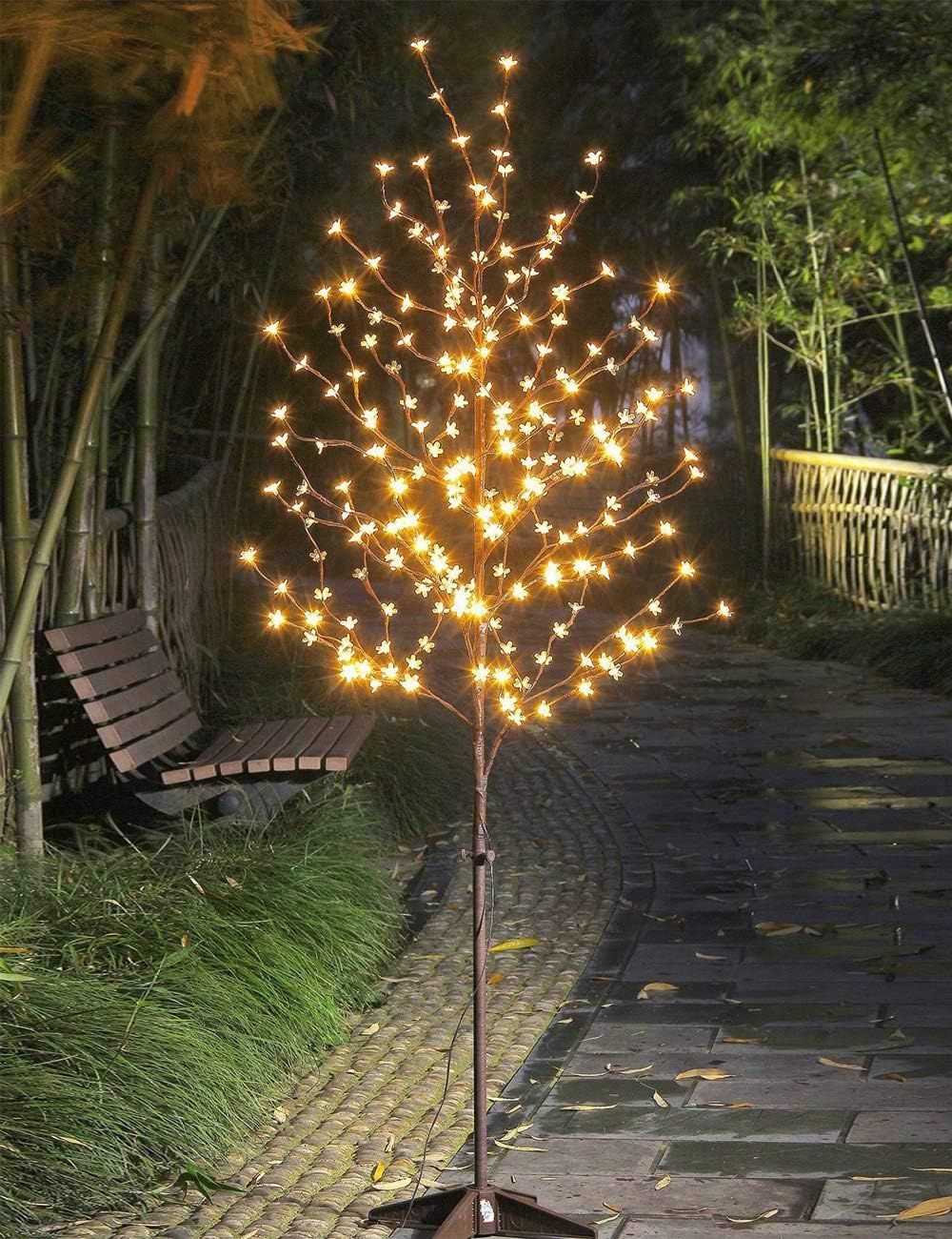 Trees - Lightshare 6.5FT 208 LED Cherry Blossom Tree, Lighted Artificial Tree for Decoration Inside and Outside, Home Patio Wedding Festival Christmas Decor