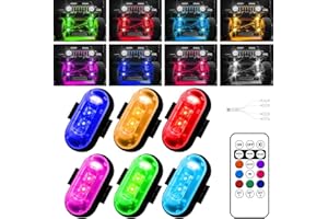 FURLERKAM Wireless LED Lights for Car, Wireless Rock Lights with 8 Colors 10 Modes,Led Strobe Warning Light, Motorcycles, Boats, Camping, Bikes, Drones，Design in USA(6pcs Black)