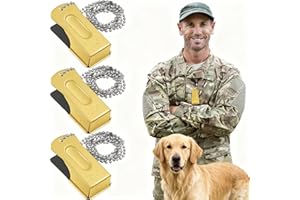 Jenaai 3 Pieces Brass Pet Training Clicker Dog Necklace Signaling Cricket Clicker Training for Puppy Dogs Cat(Gold)
