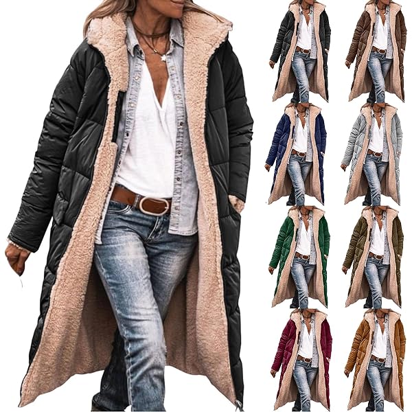 Mmoneyake Down Coats for Women Reversible Sherpa Fleece Long
