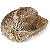 Carnavalife Natural Cowboy Cowboy Straw Hat, Unisex One Size Men's Women's Summer Coachella Beach