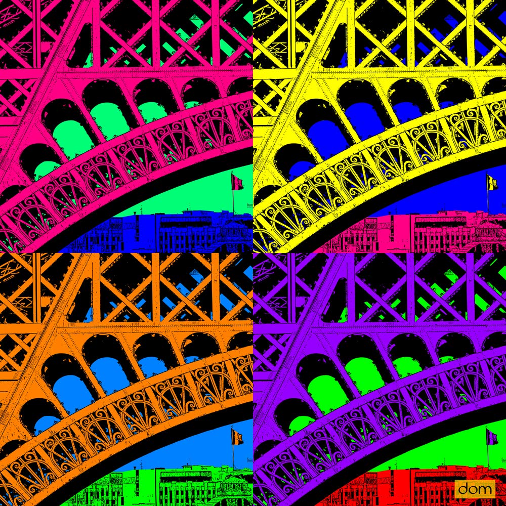 International Graphics - Finished Picture - Dominique, Massot - ''Tour Eiffel Details Multicolor''- 30 x 30 cm - Direct printing on acrylic glass