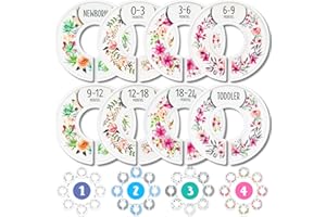ELLE WITH LOVE Eli with Love Baby Closet Dividers (Floral) – Fits 1.5" Rod - Set of 8 Baby Clothes Organizers – Organize Nursery Hangers Size/Age