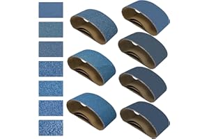 Konvixon 3x21 Belt Sander Sanding Belts, 21 Pcs 7 Grits Sizes (3 Each of 40/60/80/120/150/240/400 Grits) Zirconium Corundum Belt Sander Paper Sanding Belts for Wood, Metal, Cars, and Furniture