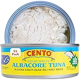 Cento Albacore Tuna in Olive Oil, Wild Caught, 5 oz (Pack of 24) | MSC Certified Solid White Tuna; High Protein; Kosher, Gluten-Free &amp; BPA-Free; Great for Snacks, Crackers and Meals
