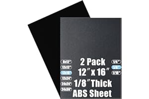 PINZIREN ABS Plastic Sheet 1/8 Inch Thick 12" x 16" (2-Pack),Two-Sided Heat Moldable Panel (Thermoplastic Textured Front & Smooth Back), Black Thermoform Board Great for DIY Projects, Decor, Handcrafts